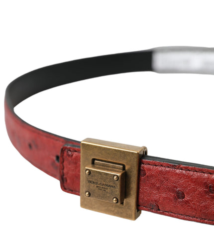 Dolce & Gabbana Brown Leather Square Metal Buckle Belt