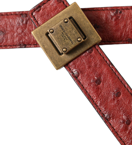 Dolce & Gabbana Brown Leather Square Metal Buckle Belt