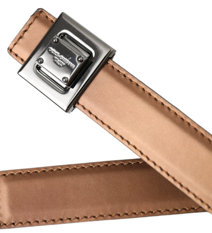 Dolce & Gabbana Bronze Leather Square Metal Buckle Belt