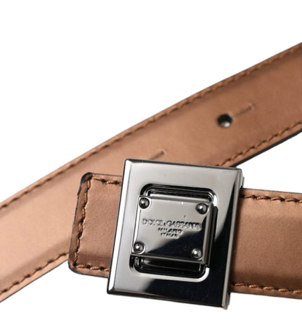 Dolce & Gabbana Bronze Leather Square Metal Buckle Belt