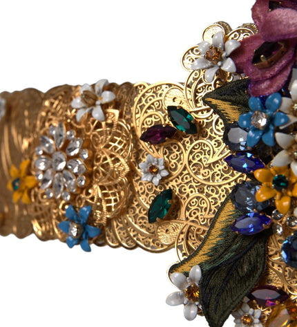 Dolce & Gabbana Multicolor Embellished Floral Crystal Wide Waist Belt