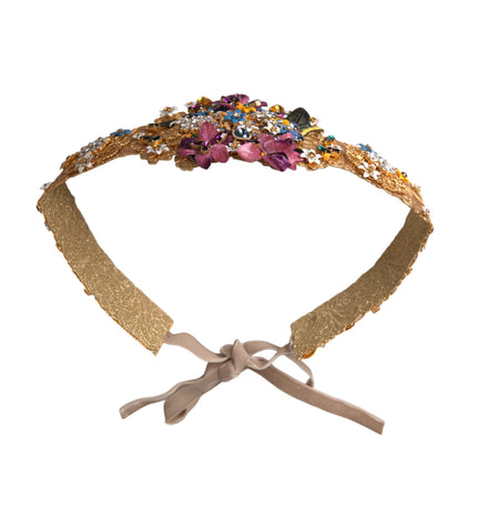 Dolce & Gabbana Multicolor Embellished Floral Crystal Wide Waist Belt