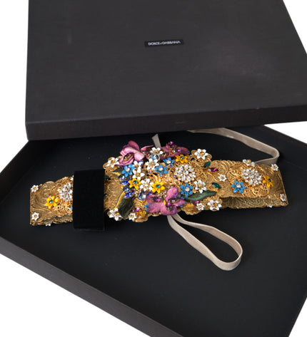 Dolce & Gabbana Multicolor Embellished Floral Crystal Wide Waist Belt