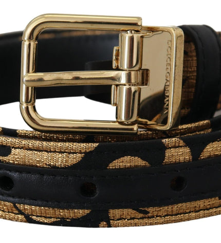 Dolce & Gabbana Multicolor Jacquard Leather Logo Buckle Belt