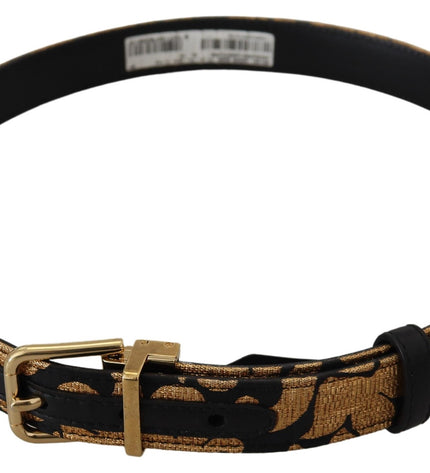 Dolce & Gabbana Multicolor Jacquard Leather Logo Buckle Belt