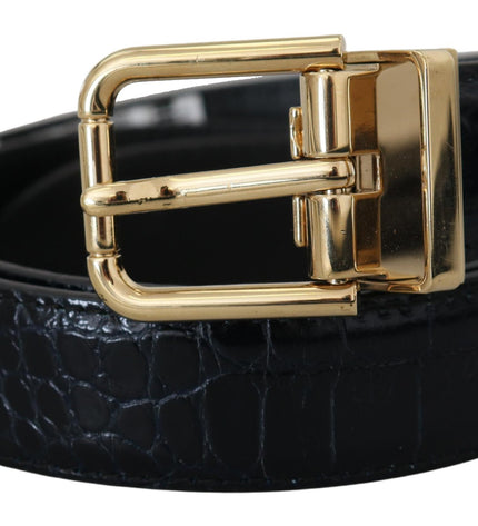 Dolce & Gabbana Black Exotic Leather Gold Metal Buckle Belt