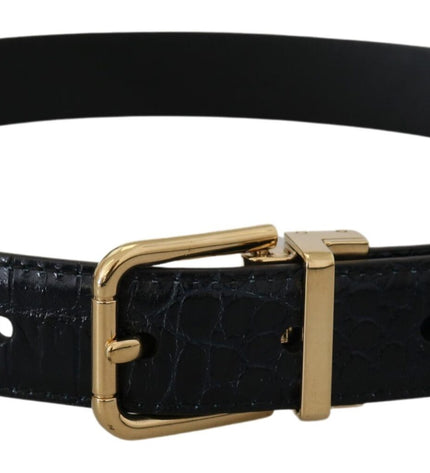 Dolce & Gabbana Black Exotic Leather Gold Metal Buckle Belt