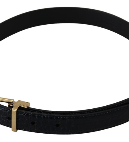 Dolce & Gabbana Black Exotic Leather Gold Metal Buckle Belt