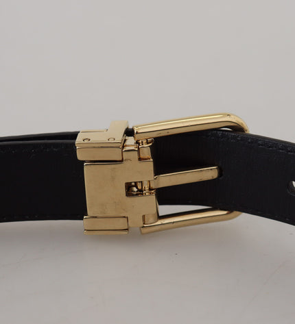 Dolce & Gabbana Black Exotic Leather Gold Metal Buckle Belt