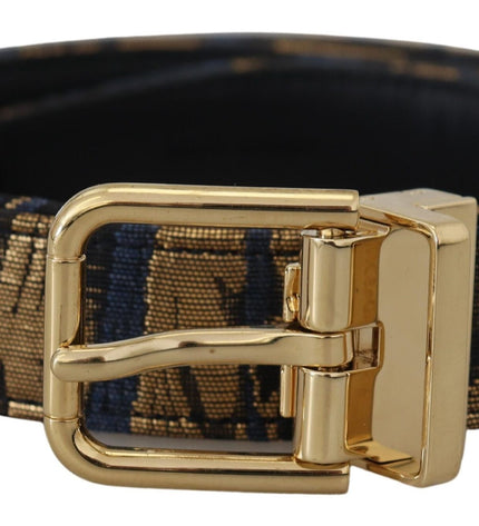 Dolce & Gabbana Multicolor Jacquard Leather Logo Buckle Belt