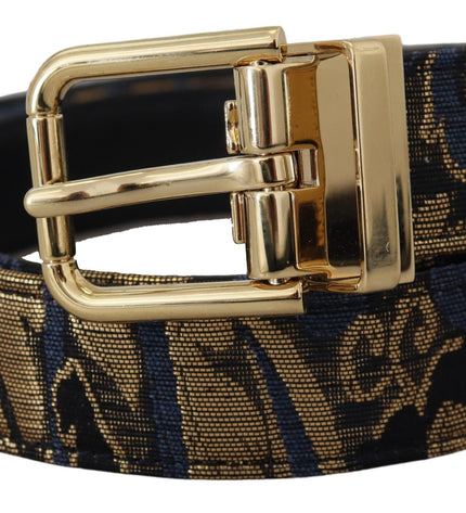 Dolce & Gabbana Multicolor Jacquard Leather Logo Buckle Belt