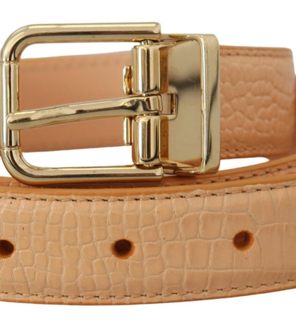 Dolce & Gabbana Beige Exotic Leather Gold Metal Buckle Belt