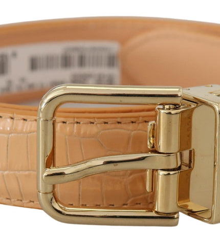 Dolce & Gabbana Beige Exotic Leather Gold Metal Buckle Belt