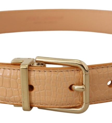 Dolce & Gabbana Beige Exotic Leather Gold Metal Buckle Belt