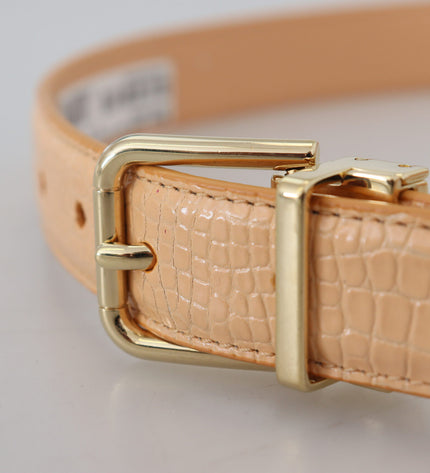 Dolce & Gabbana Beige Exotic Leather Gold Metal Buckle Belt