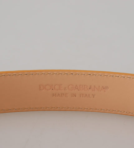 Dolce & Gabbana Beige Exotic Leather Gold Metal Buckle Belt