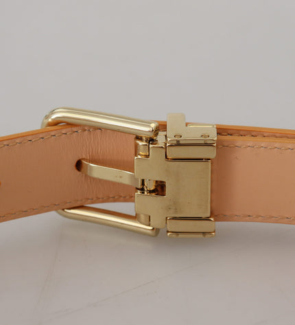 Dolce & Gabbana Beige Exotic Leather Gold Metal Buckle Belt