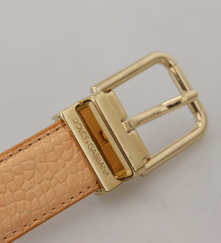 Dolce & Gabbana Beige Exotic Leather Gold Metal Buckle Belt