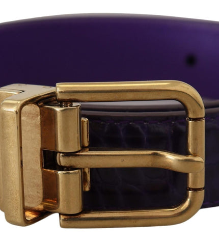 Dolce & Gabbana Purple Exotic Leather Gold Metal Buckle Belt