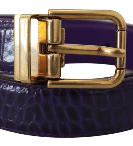 Dolce & Gabbana Purple Exotic Leather Gold Metal Buckle Belt