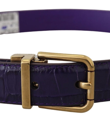 Dolce & Gabbana Purple Exotic Leather Gold Metal Buckle Belt