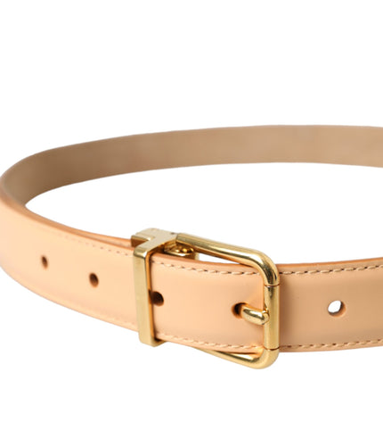 Dolce & Gabbana Beige Calfskin Leather Gold Metal Buckle Belt