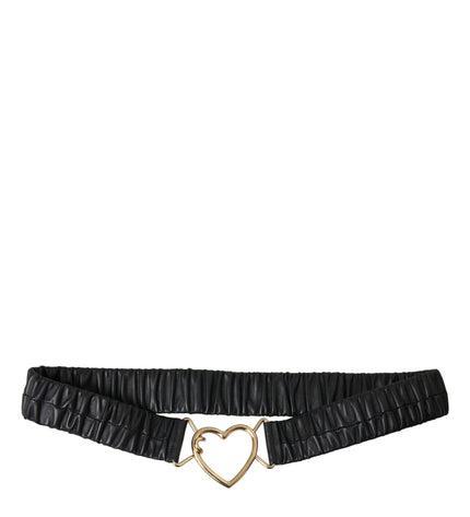 Dolce & Gabbana Black Leather Gold Heart Metal Buckle Belt