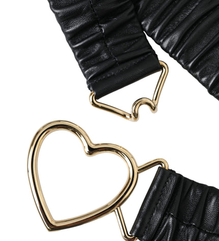 Dolce & Gabbana Black Leather Gold Heart Metal Buckle Belt