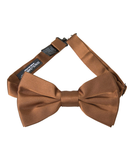 Dolce & Gabbana Brown Silk Adjustable Neck Men Bow Tie