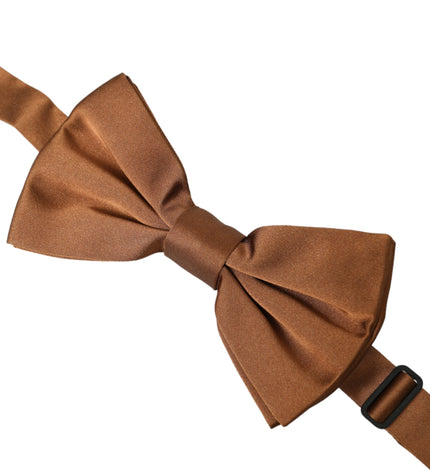 Dolce & Gabbana Brown Silk Adjustable Neck Men Bow Tie