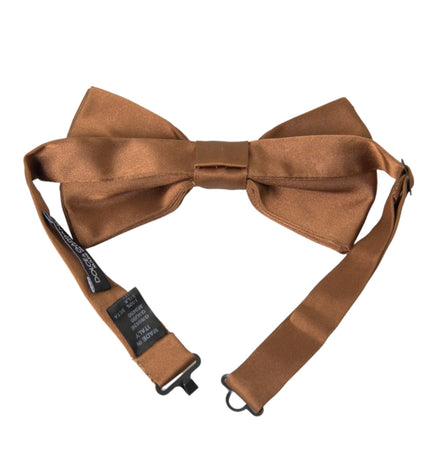 Dolce & Gabbana Brown Silk Adjustable Neck Men Bow Tie