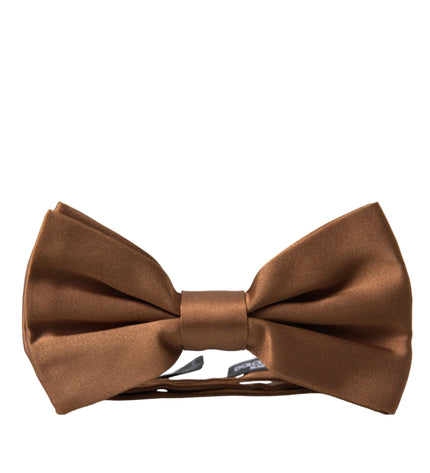 Dolce & Gabbana Brown Silk Adjustable Neck Men Bow Tie