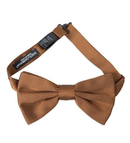 Dolce & Gabbana Brown Silk Adjustable Neck Men Bow Tie