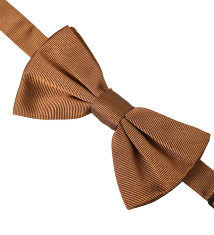 Dolce & Gabbana Brown Silk Adjustable Neck Men Bow Tie