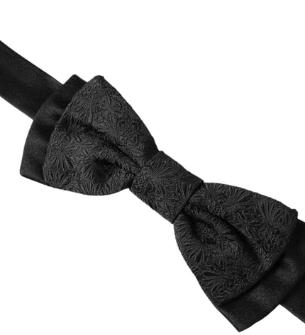 Dolce & Gabbana Black Brocade Silk Adjustable Neck Men Bow Tie