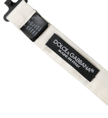 Dolce & Gabbana Off White Silk Adjustable Neck Men Bow Tie