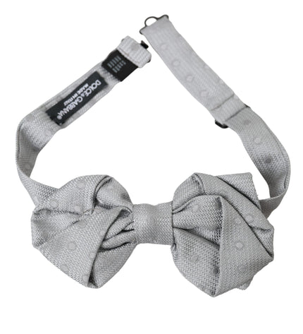 Dolce & Gabbana Gray Silk Adjustable Neck Men Bow Tie