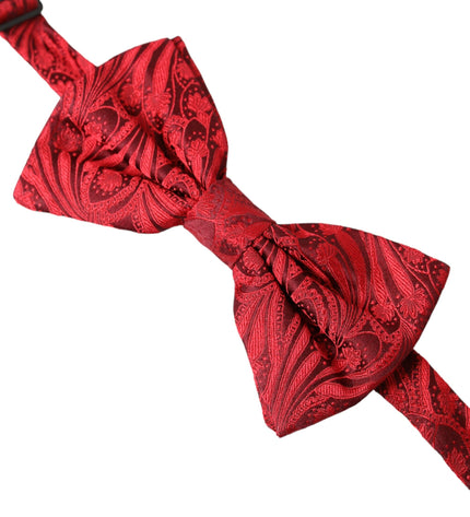 Dolce & Gabbana Red Brocade Silk Adjustable Neck Men Bow Tie