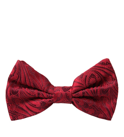 Dolce & Gabbana Red Brocade Silk Adjustable Neck Men Bow Tie