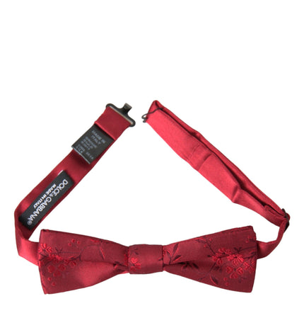 Dolce & Gabbana Red Brocade Silk Adjustable Neck Men Bow Tie