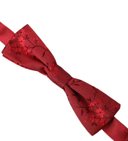 Dolce & Gabbana Red Brocade Silk Adjustable Neck Men Bow Tie