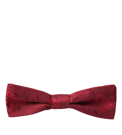 Dolce & Gabbana Red Brocade Silk Adjustable Neck Men Bow Tie