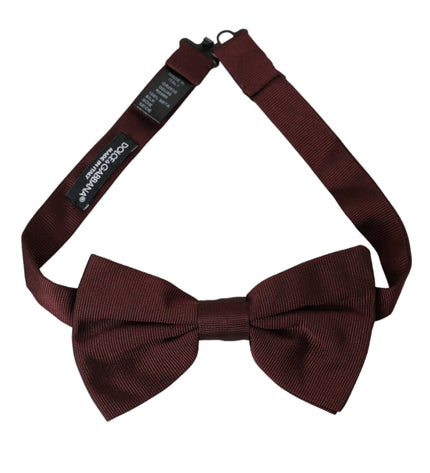 Dolce & Gabbana Maroon Silk Adjustable Neck Men Bow Tie