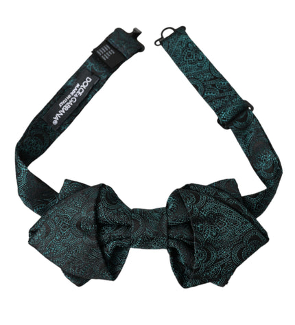 Dolce & Gabbana Green Bandana Silk Adjustable Neck Bow Tie