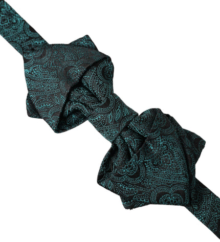 Dolce & Gabbana Green Bandana Silk Adjustable Neck Bow Tie