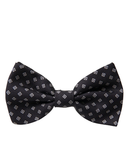 Dolce & Gabbana Black Patterned Silk Adjustable Neck Men Bow Tie