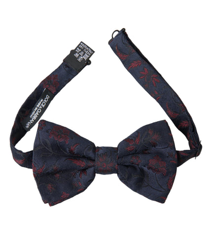 Dolce & Gabbana Blue Floral Brocade Adjustable Neck Men Bow Tie