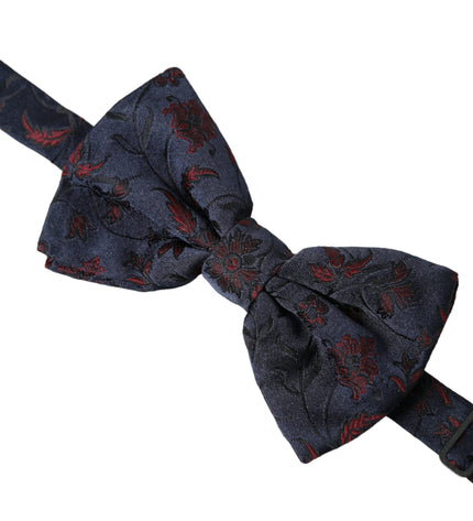 Dolce & Gabbana Blue Floral Brocade Adjustable Neck Men Bow Tie