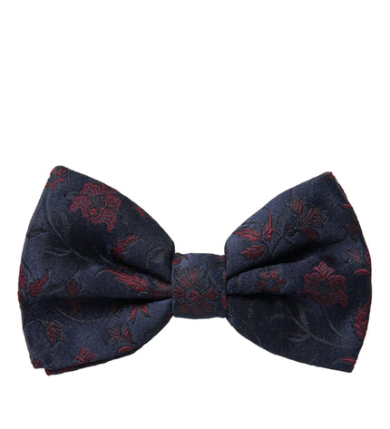 Dolce & Gabbana Blue Floral Brocade Adjustable Neck Men Bow Tie