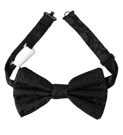 Dolce & Gabbana Black Brocade Silk Adjustable Neck Men Bow Tie